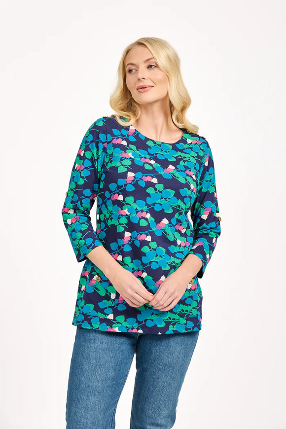 MUDFLOWER Green Leaf Print Tunic