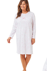 MARLON Pink Palm Trail Long Sleeve Nightdress