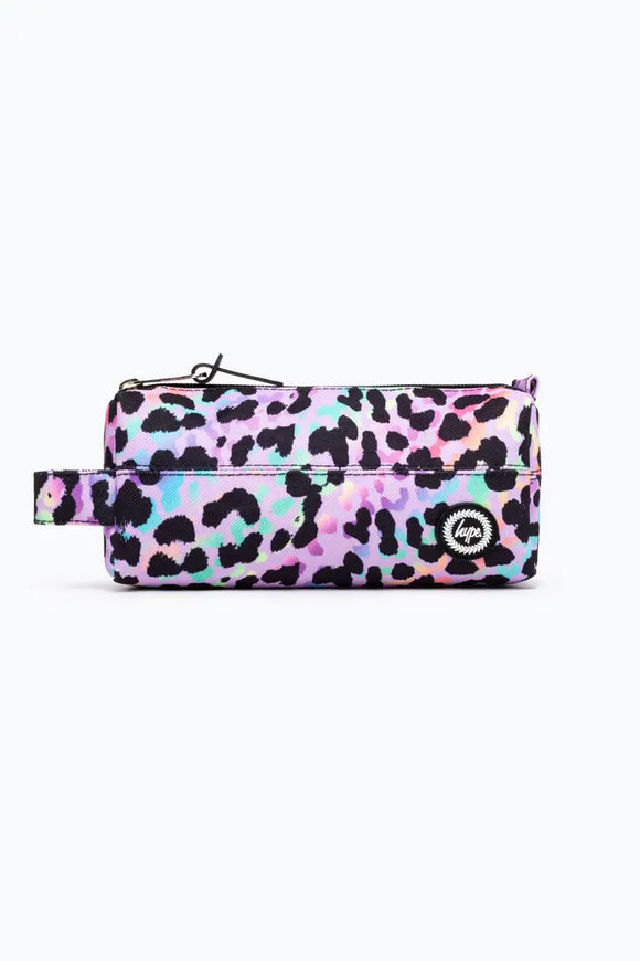 HYPE Purple Rainbow Leopard Pencil Case