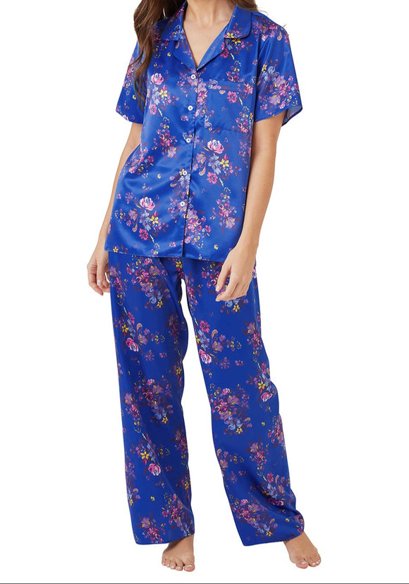 INDIGO SKY Blue Satin Floral Pyjamas