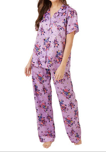 INDIGO SKY Lilac Satin Floral Pyjamas