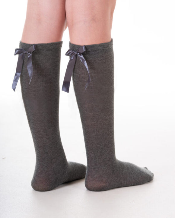 Grey Knee High Ribbon Sock - Pex