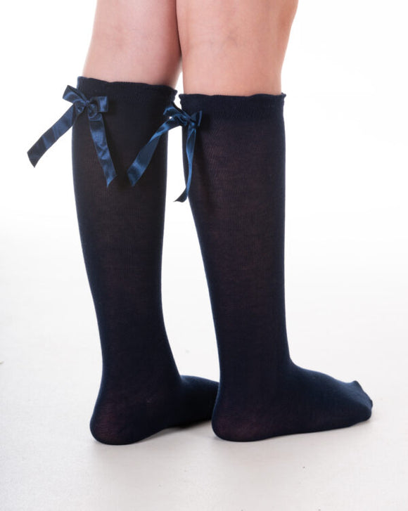 Navy Knee High Ribbon Sock - Pex