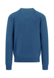 FYNCH HATTON Azure Blue Cotton V Neck Jumper