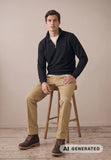 Knitted cotton sweater with Troyer collar 16141351-685