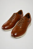 RAINER LEATHER LACE UP TRAINERS POD COGNAC