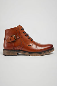 CASSIDY POD LEATHER LACE UP BOOT CHESTNUT