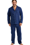 WEST RIDGE Navy Woven Piped Pyjama Set