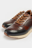 RAINER LEATHER LACE UP TRAINERS POD NAVY/BROWN