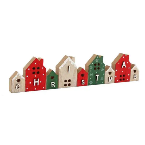 Wooden Christmas Houses Standing Decoration - 29cm