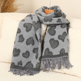 Chic Leopard Scarf Print Wool Scarf - Silver