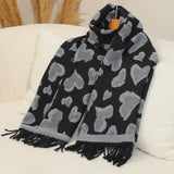 Chic Leopard Scarf Print Wool Scarf - Grey/Black