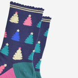 Christmas Tree Navy Multi Bamboo Socks