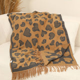 Chic Leopard Scarf Print Wool Scarf - Taupe