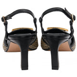 LOTUS Solange Black Weave Sling Back Court Shoe