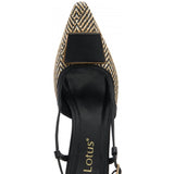 LOTUS Solange Black Weave Sling Back Court Shoe