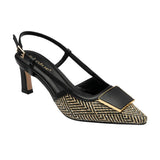 LOTUS Solange Black Weave Sling Back Court Shoe