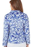 MARLON Blue Ribbed Floral Zipped Bed Jacket