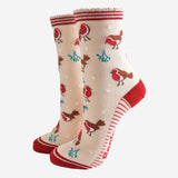 Christmas Cream/Red Robin Bamboo Socks