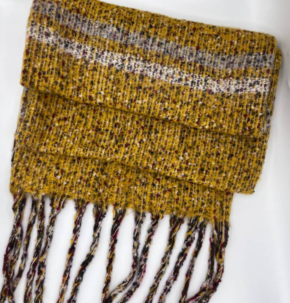 Mustard Super Soft Multi Striped Scarf