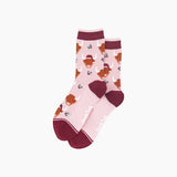 Christmas Pink/Burgundy Highland Cow Bamboo Socks