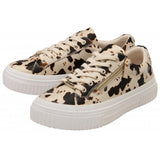 LOTUS Alexa Cow Print Laced Trainers