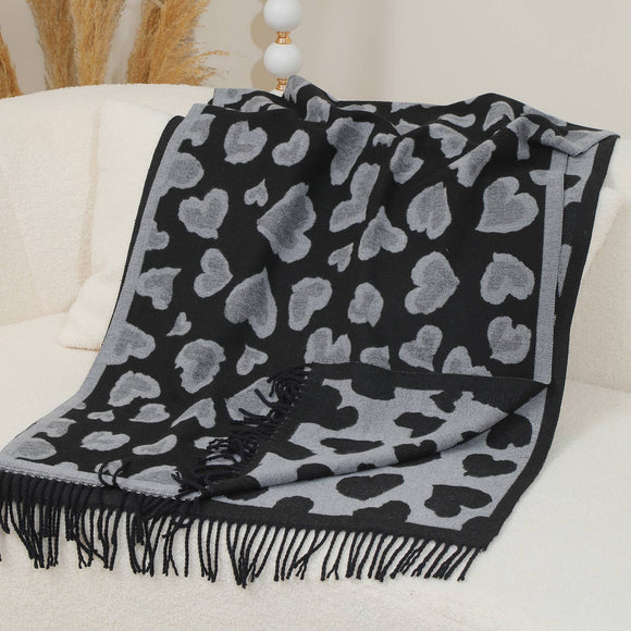 Chic Leopard Scarf Print Wool Scarf - Grey/Black