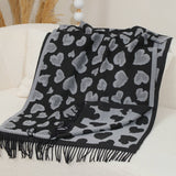 Chic Leopard Scarf Print Wool Scarf - Grey/Black