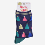 Christmas Tree Navy Multi Bamboo Socks