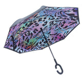 Multi Coloured Leopard Upside Down Umbrella