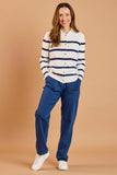 EMRECO Navy Stripe Collared Cardigan