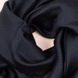 Silk Scarf with Embroidered Flowers - Black