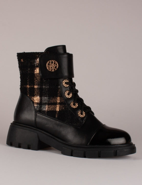 KATE APPLEBY Feeny Black Tartan Chunky Boot