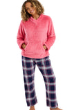 INDIGO SKY Pink Fleece Top Pyjama Set
