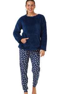 INDIGO SKY Navy Fleece Pyjamas Set