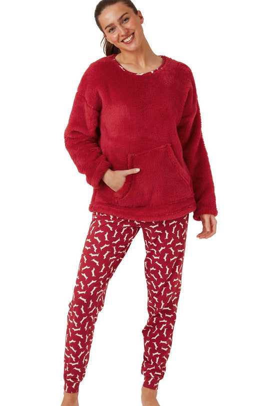 INDIGO SKY Red Fleece Pyjamas Set