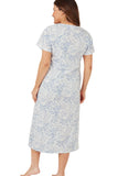 MARLON Blue Palm Print Short Sleeve Nightdress