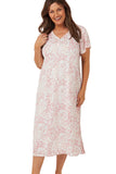 MARLON Pink Palm Print Short Sleeve Nightdress