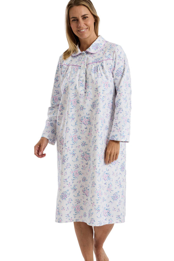 MARLON Lavender Floral Bouquet Winceyette Nightdress