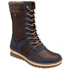 LOTUS Ashleigh Navy & Brown Mid Calf Boot