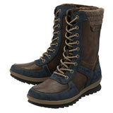 LOTUS Ashleigh Navy & Brown Mid Calf Boot