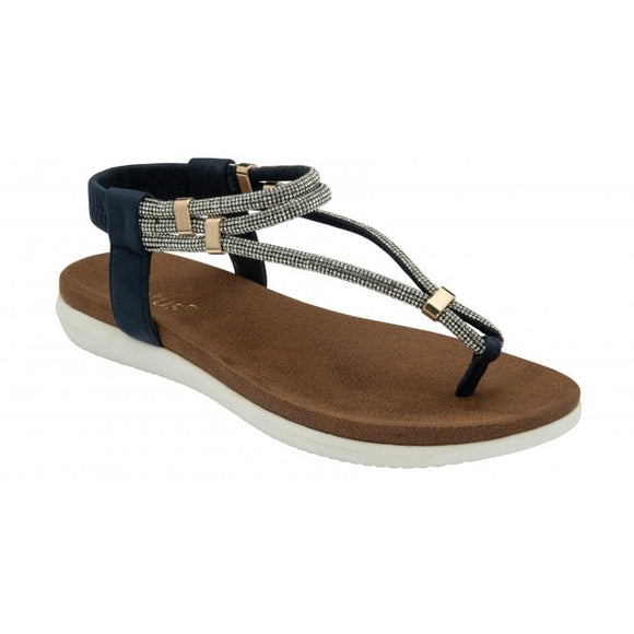 LOTUS Chica Navy Toe Post Sandal