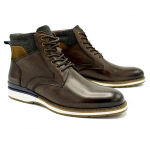 PAOLO VANDINI Norden Brown Cuffed Leather Boot