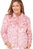 MARLON Pink Ribbed Floral Zipped Bed Jacket