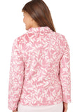 MARLON Pink Ribbed Floral Zipped Bed Jacket