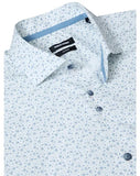 REMUS UOMO Blue Leaf Print Long Sleeve Shirt