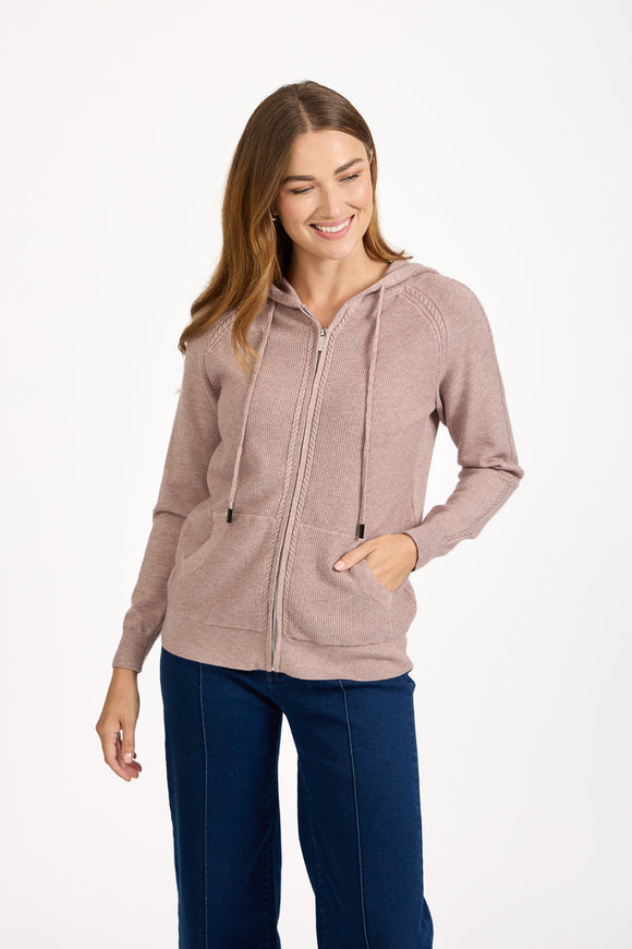 MUDFLOWER Taupe Hooded Cardigan