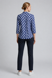 CLAUDIA C Navy Diamond Print Top