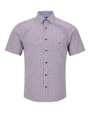 DRIFTER Red/Navy Check Short Sleeve Shirt