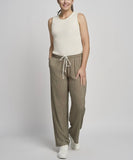 PINNS Khaki Striped Wide Leg Palazzo Trousers
